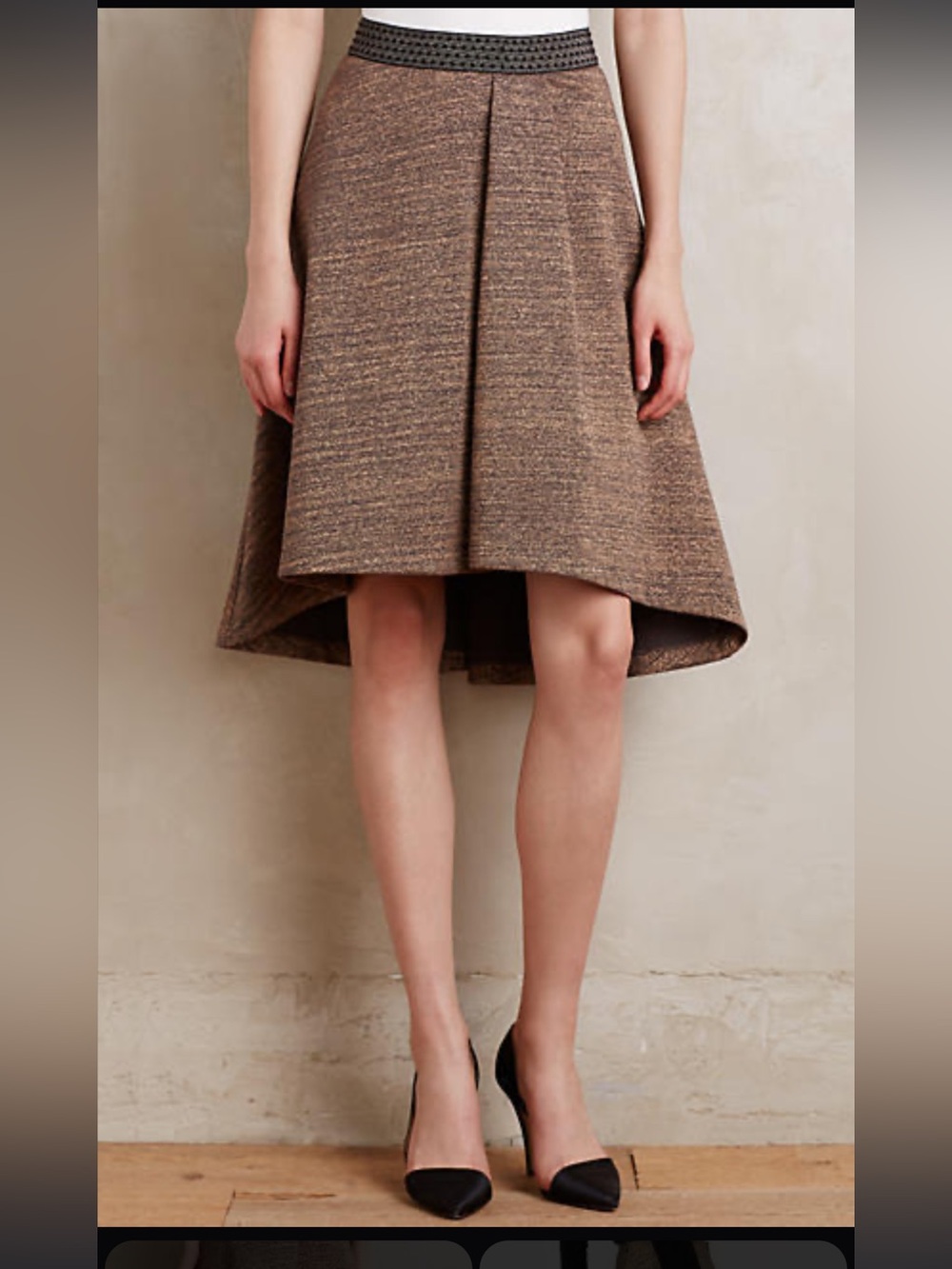 HD in Paris by anthropology Brown A-Line Skirt with Woven Waistband
